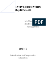 Comparative Education Maj/B.Eds-416: Ms. Shazia Ejaz B.Ed Secondary Spring (2020)