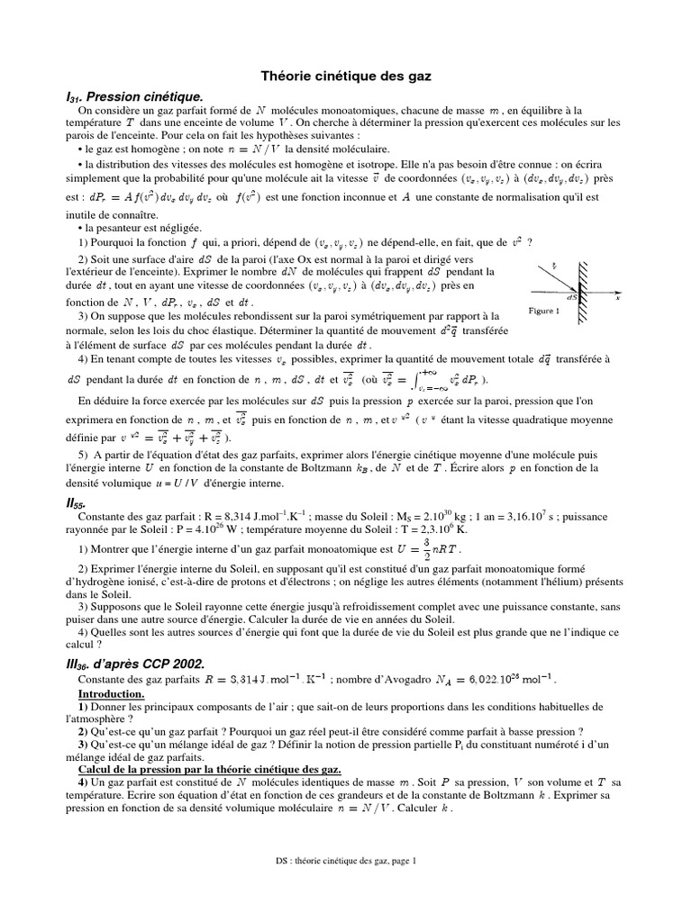 Pression et Énergie des Gaz Parfaits | PDF | Pression | Transfert thermique