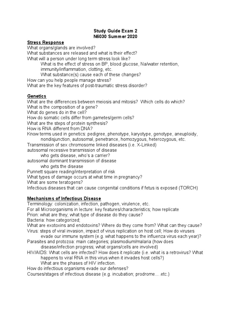N6030 Study Guide Exam 2 SU20 | PDF | Immune System | Metastasis