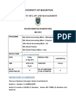 University of Mauritius: Instructions To Candidates