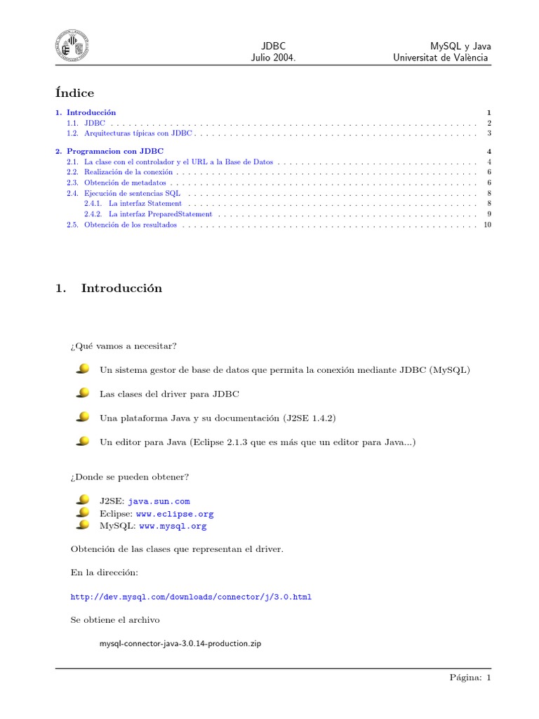 Conexión JDBC en Java con MySQL | PDF | Java (lenguaje de programación ...