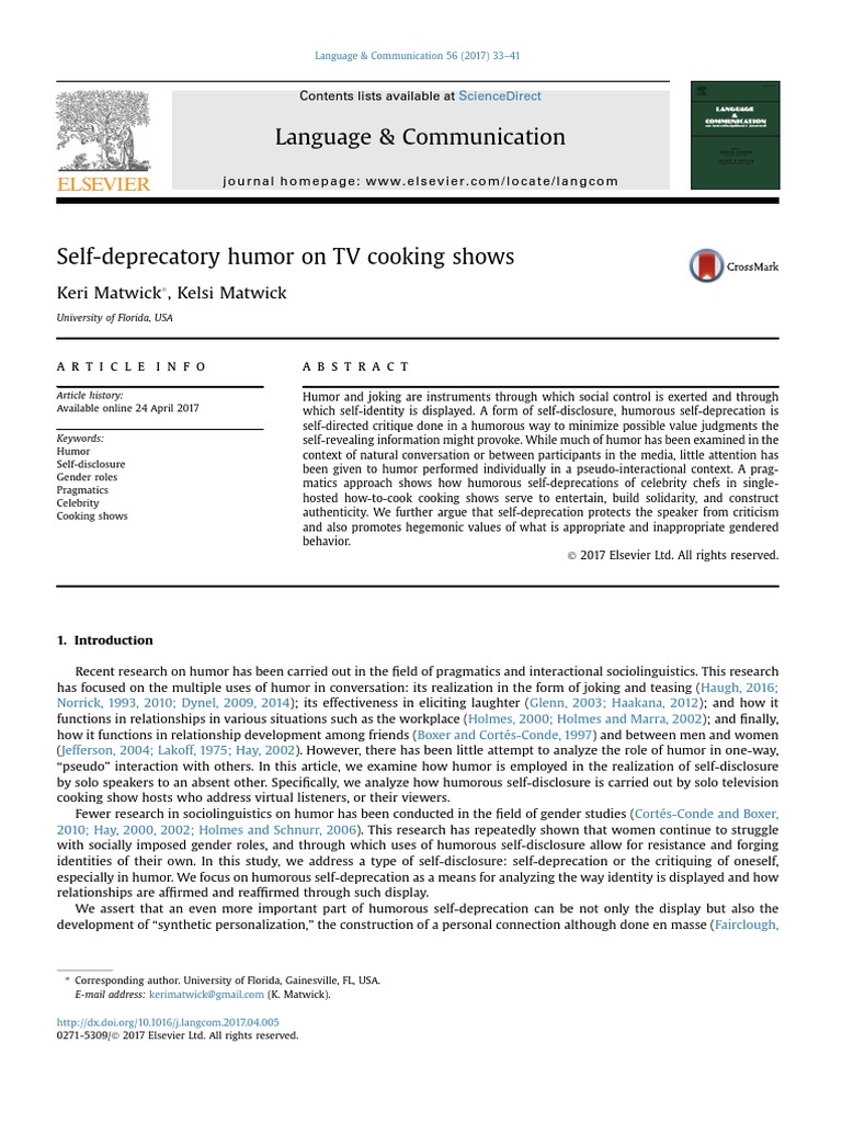 Self Deprecatory Humor On TV Cooking Shows | PDF | Humour | Jokes