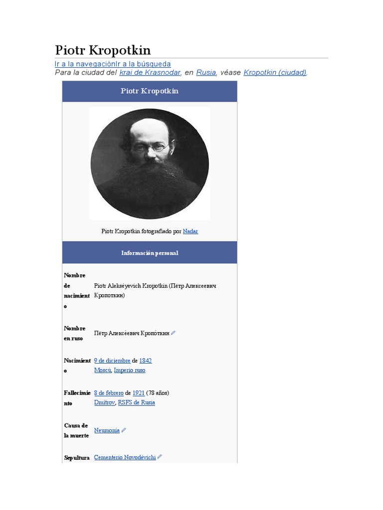 Piotr Kropotkin PDF Anarquismo Science