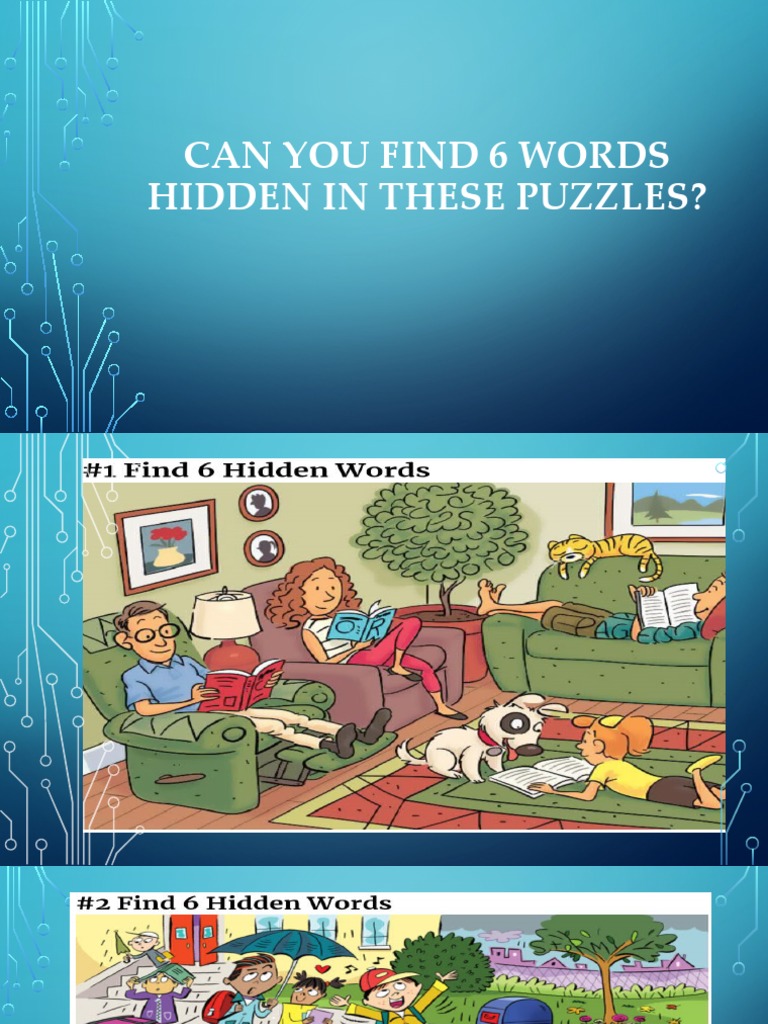 Can You Find 6 Words Hidden in These Puzzles? | PDF | Self-Improvement