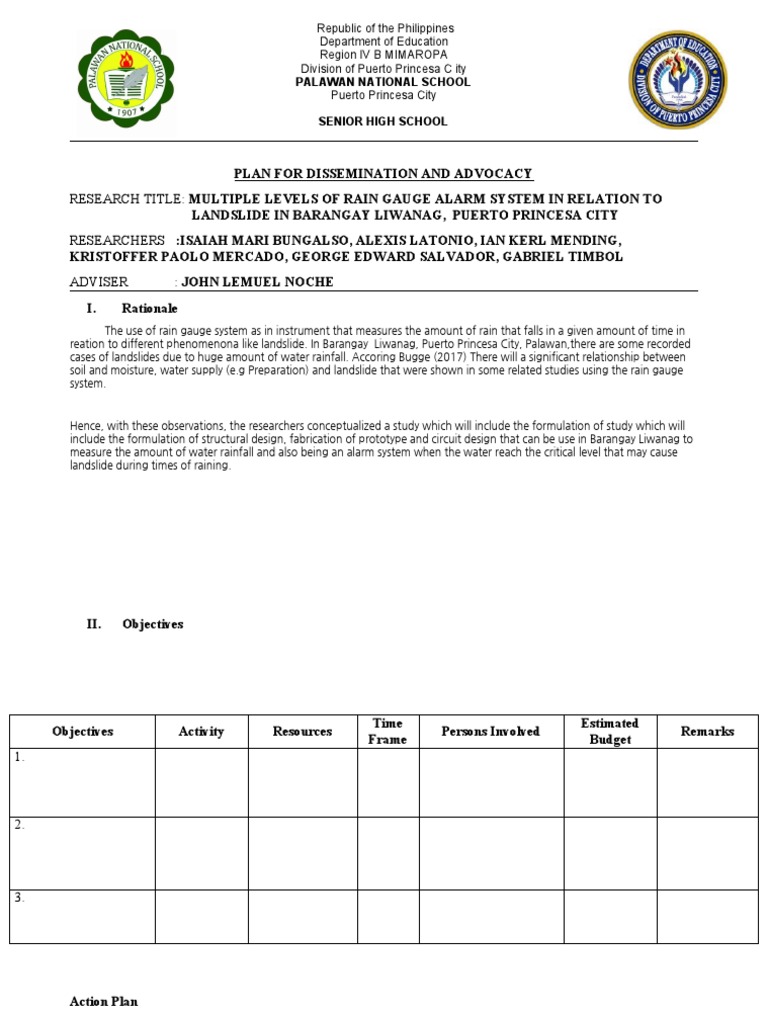 Dissemination Plan for Rain Gauge Research | PDF