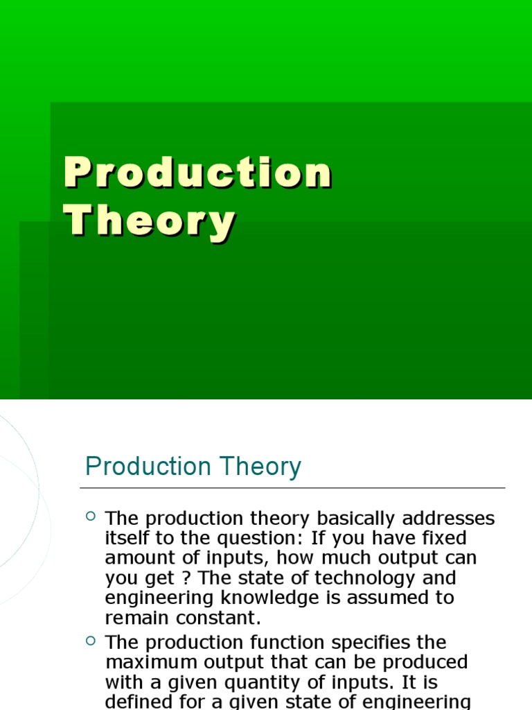 Understanding Production Theory | PDF | Production Function | Labour ...