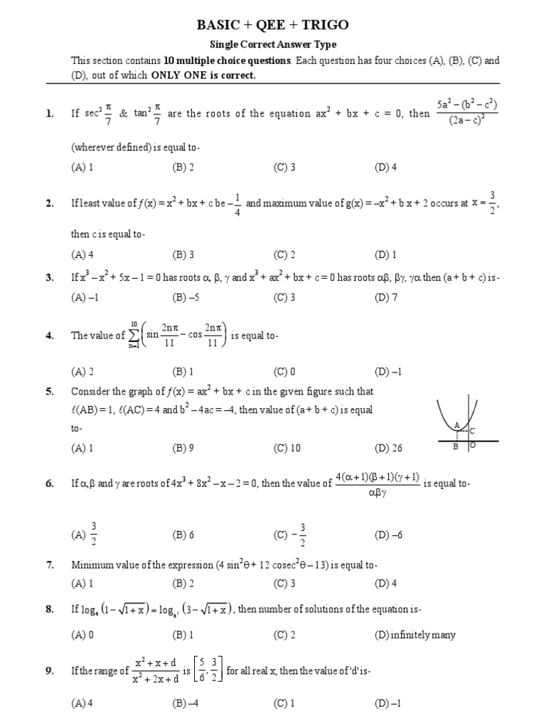 Algebra and Trigonometry Questions | PDF | Logarithm | Equations