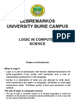Debremarkos University Burie Campus: Logic in Computer Science