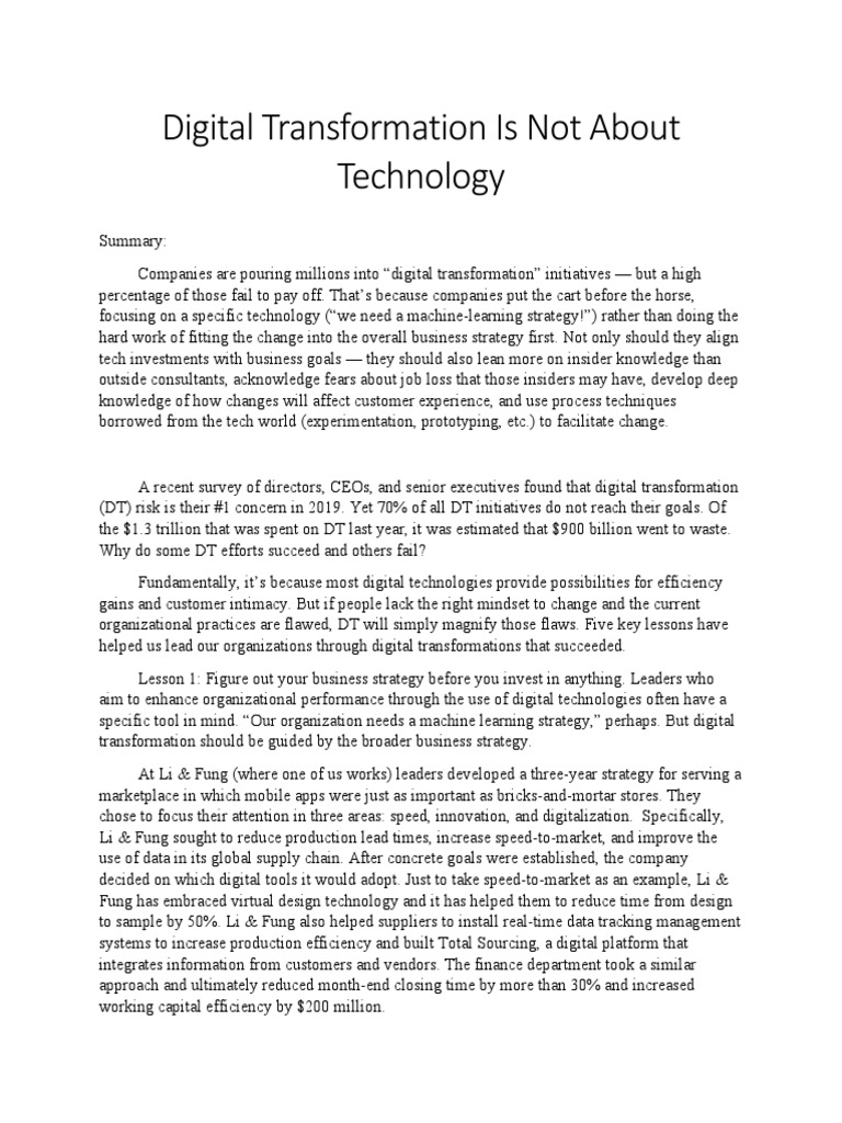 Digital Transformation: Strategy Over Tech | PDF | Strategic Management ...