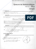 262 Orniformation Epreuve de Mathematiques Bepc Session 2015