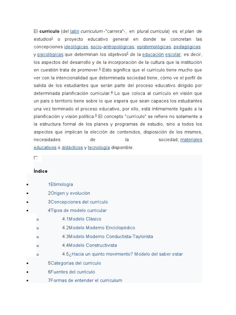 Resumen El Curriculum | PDF | Plan de estudios | Evaluación