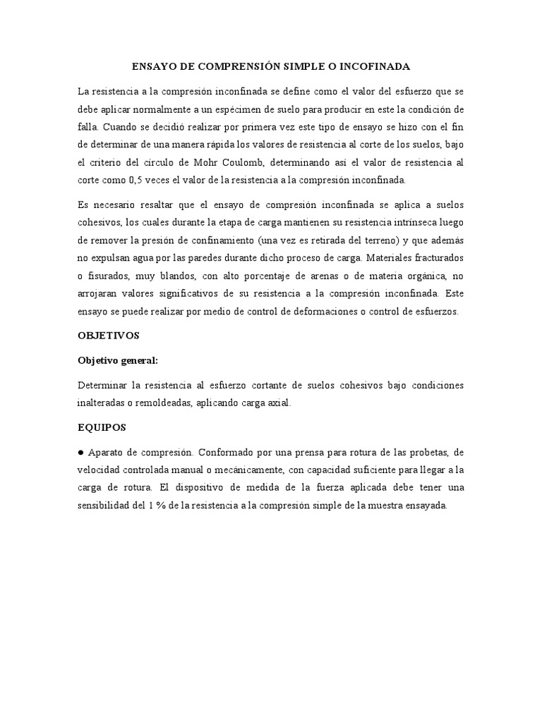 Ensayo de Comprensión Simple o Incofinada | PDF | Medición | Science
