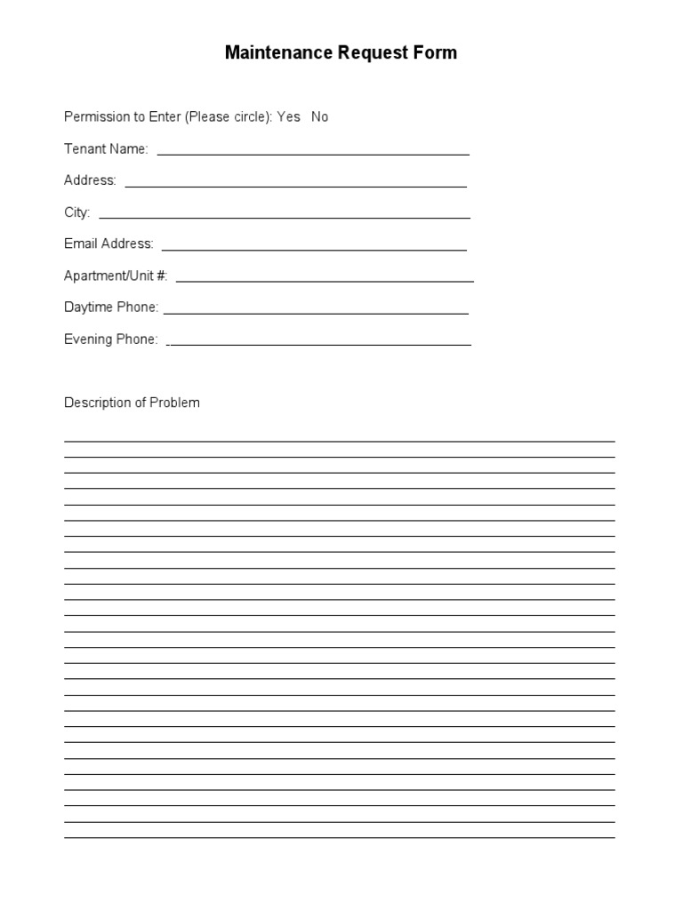 Maintenance Request Form 03 | PDF