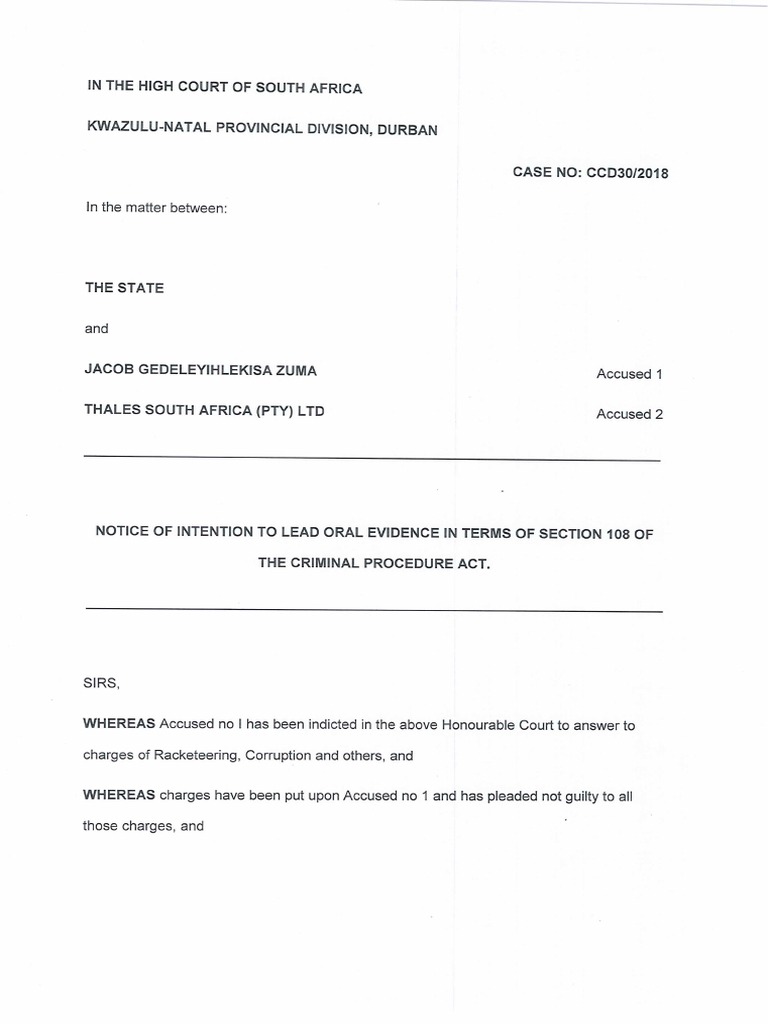 Notice To Lead Oral Evidence | PDF