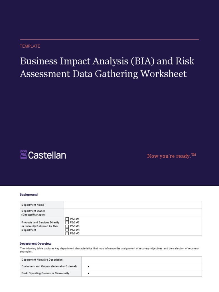 Business Impact Analysis Template Castellan Solutions | PDF | Risk ...
