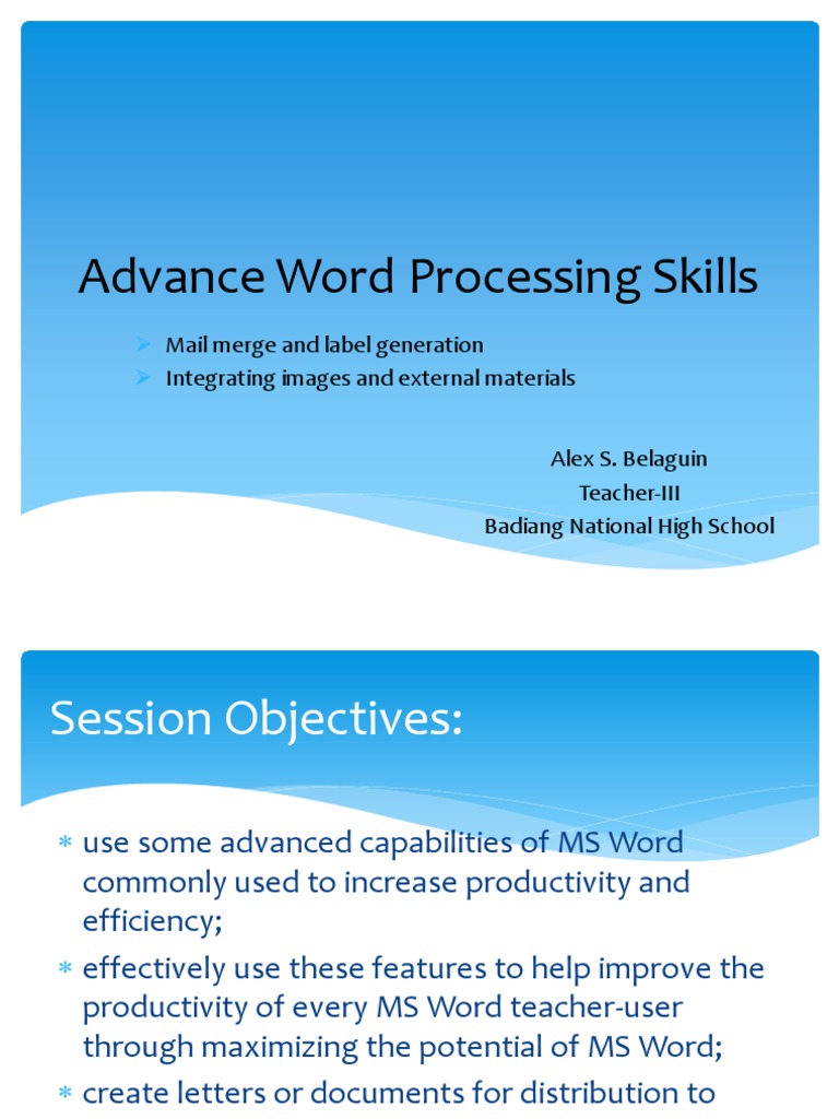 Advance Word Processing Skills | PDF | Microsoft Word | Mail