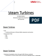 Steam Turbines: Dr. Bobby Mathew Mechanical Engineering Department UAE University