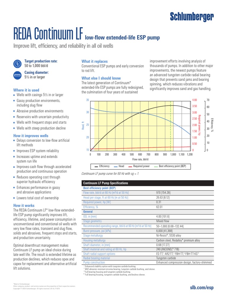 REDA Continuum LF Product Sheet 7483196 01 PDF Pump Materials