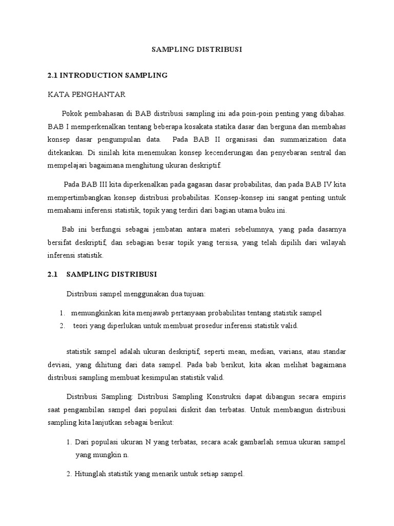 Distribusi Sampling: Konsep dan Aplikasi | PDF | Metode & Bahan Ajar