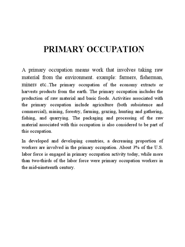 Overview of Primary, Secondary, Tertiary Occupations | PDF | Mining ...