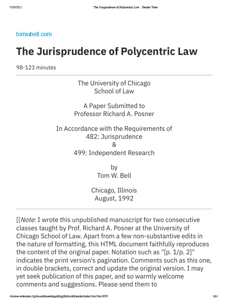 Jurisprudence of Polycentric Law | PDF | Jurisprudence | Precedent