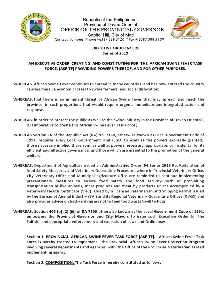 Office of The Provincial Governor Executive Order No. 28 PDF