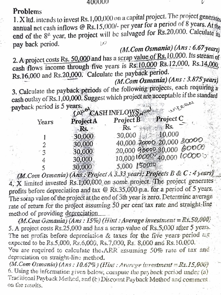 Problems Of Capital Budgeting Pdf Depreciation Taxes