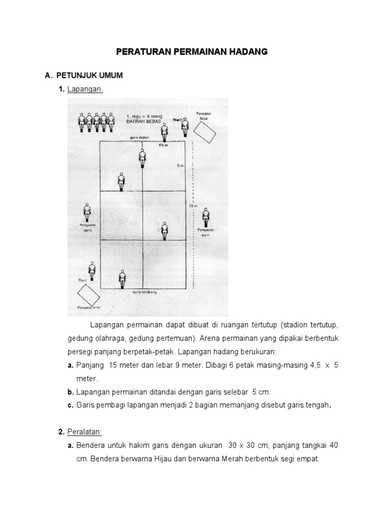 Aturan dan Ukuran Lapangan Hadang | PDF