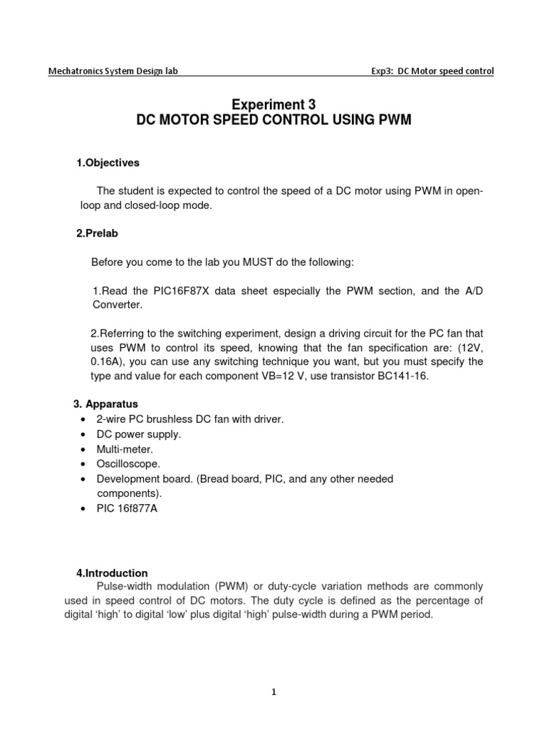 DC Motor Speed Control via PWM | PDF | Electronic Circuits | Electrical ...