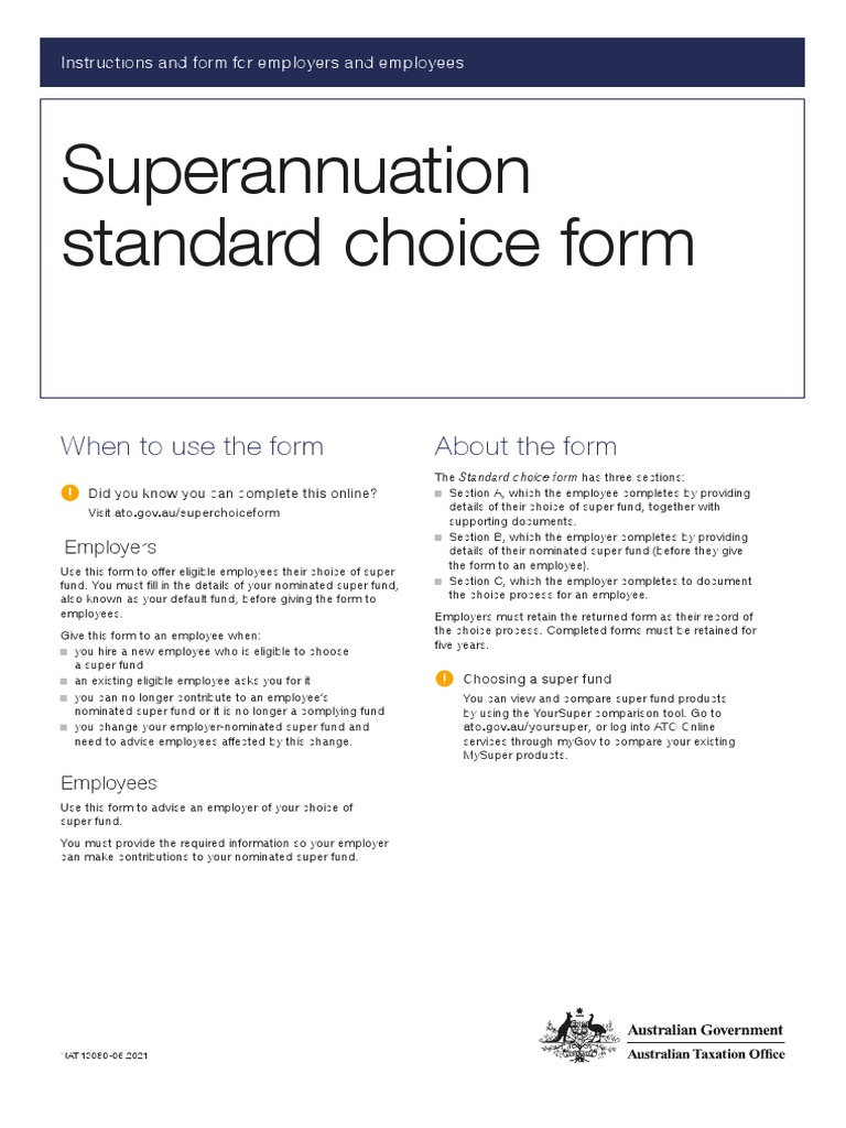 Superannuation Choice Form | PDF | Employment | Policy