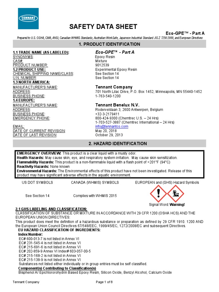 Safety Data Sheet: Eco-GPE™ - Part A 1. Product Identification Eco-GPE ...
