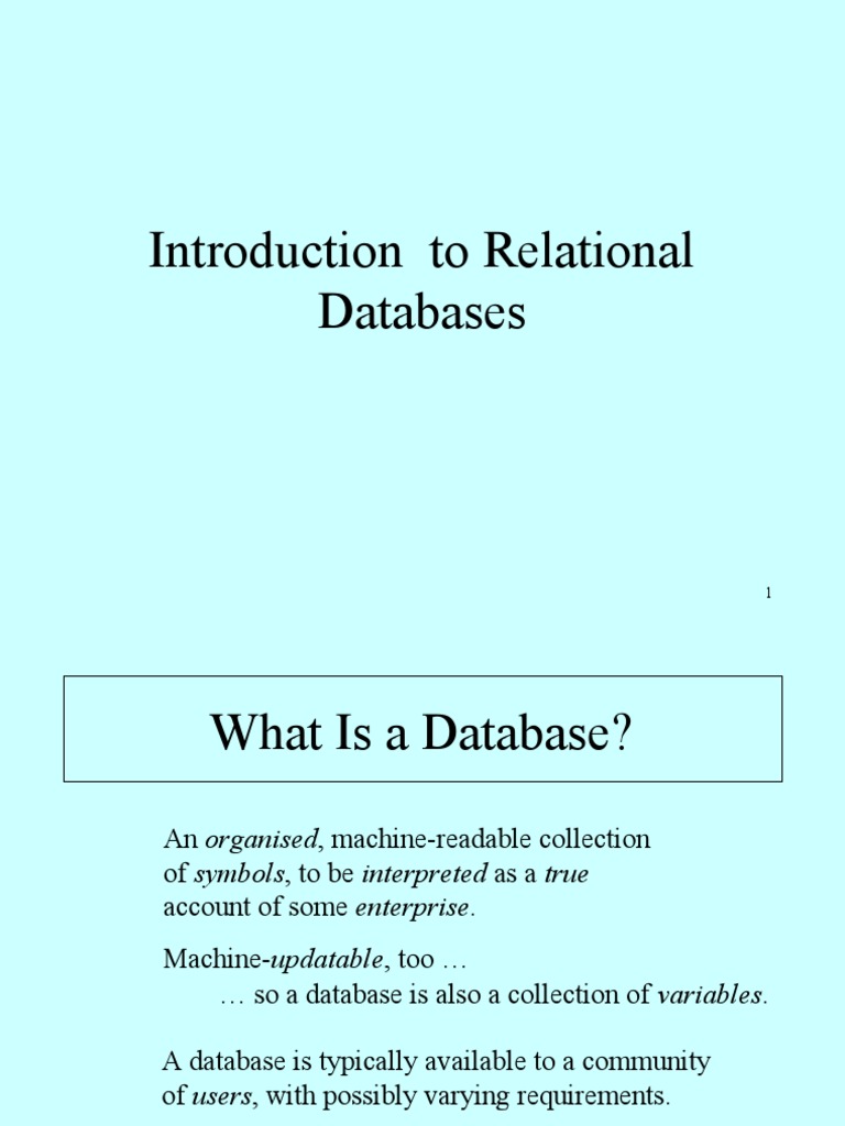 Introduction To Relational Databases | PDF | Relational Database ...