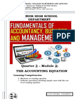Senior High School Department: Quarter 3 - Module 2: The Accounting Equation