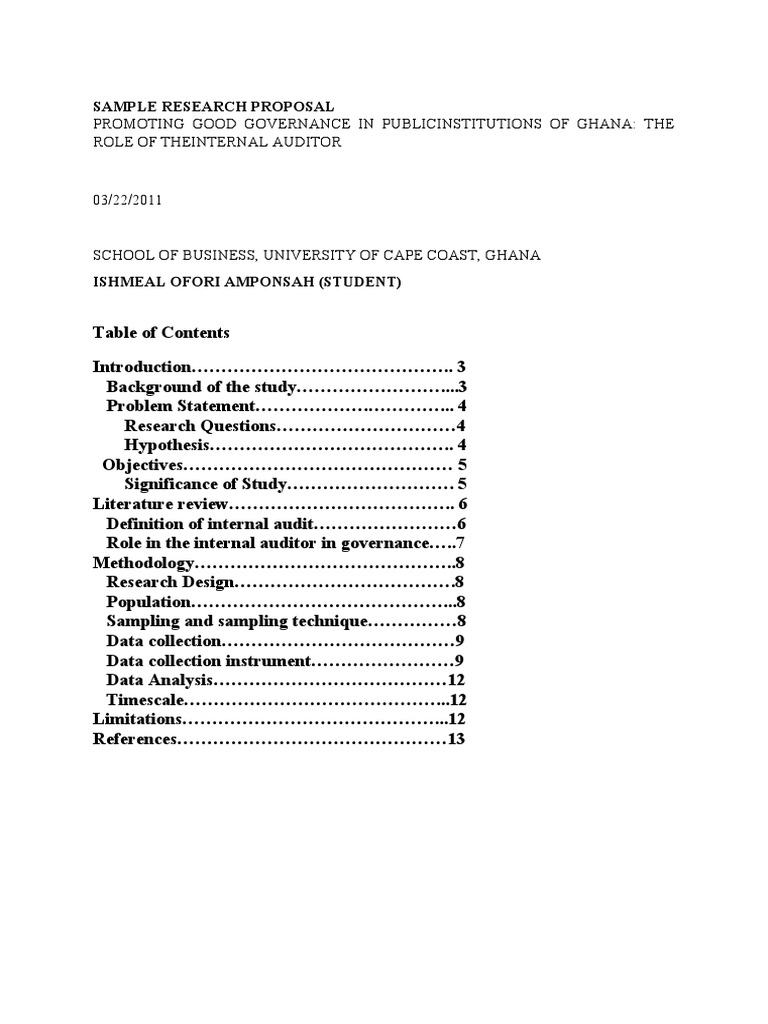 Research Proposal Sample | PDF