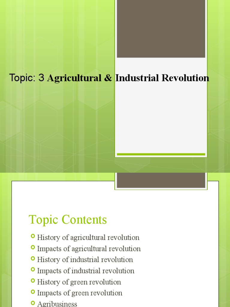 Midterm Topic 3 Agricultural & Industrial Revolution PDF Green