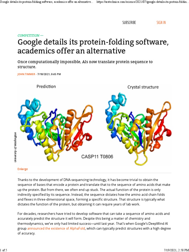 Google Details Its ProteinFolding Software, Academics Offer An