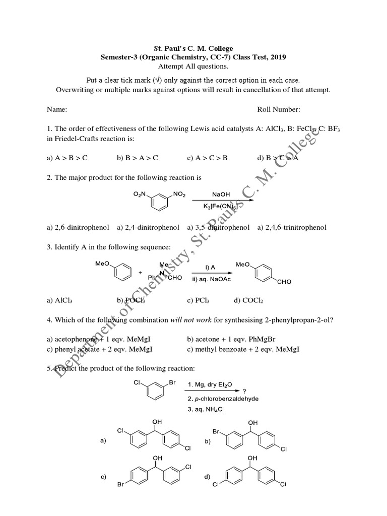 Sem 3 Class Test 2019 | PDF