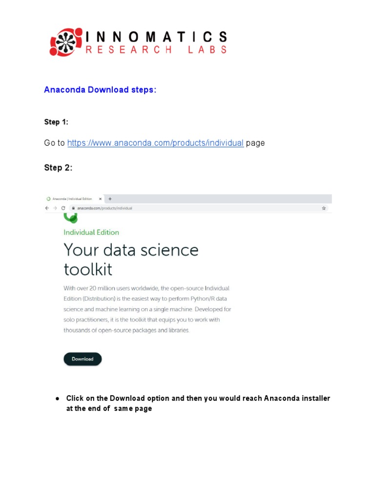 Anaconda Download Steps:: Go To | PDF