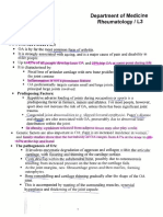 Osteoa Thritis:: Departrnent of Medicine Rheumatology L3