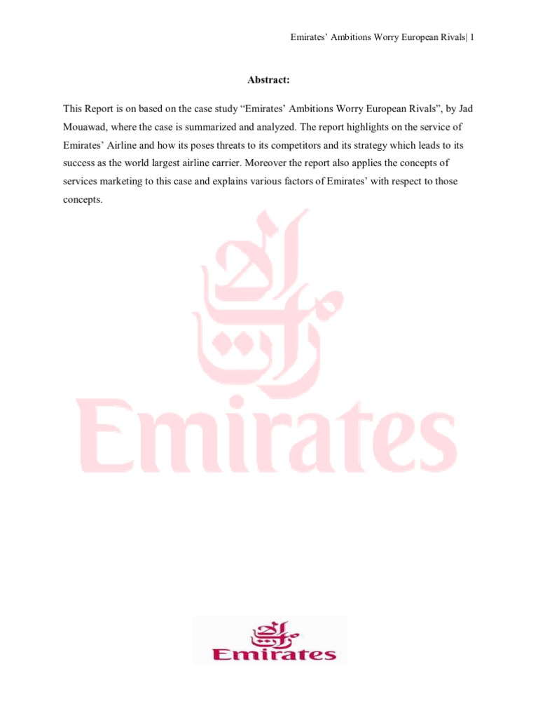 Emirates Case Report | PDF | Airline Hub | Airlines