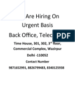 We Are Hiring On Urgent Basis