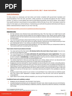 SELT Exam Instructions