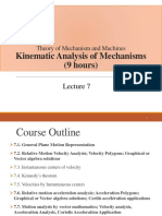 Kinematic Analysis of Mechanisms (9 Hours) : Theory of Mechanism and Machines