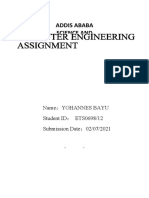 Addis Ababa Science and Technology University: Name Yohannes Bayu Student ID ETS0698/12 Submission Date 02/07/2021