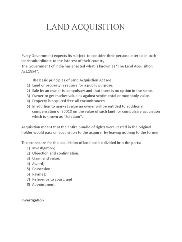 LAND ACQUISITION Notes | PDF | Eminent Domain | Valuation (Finance)