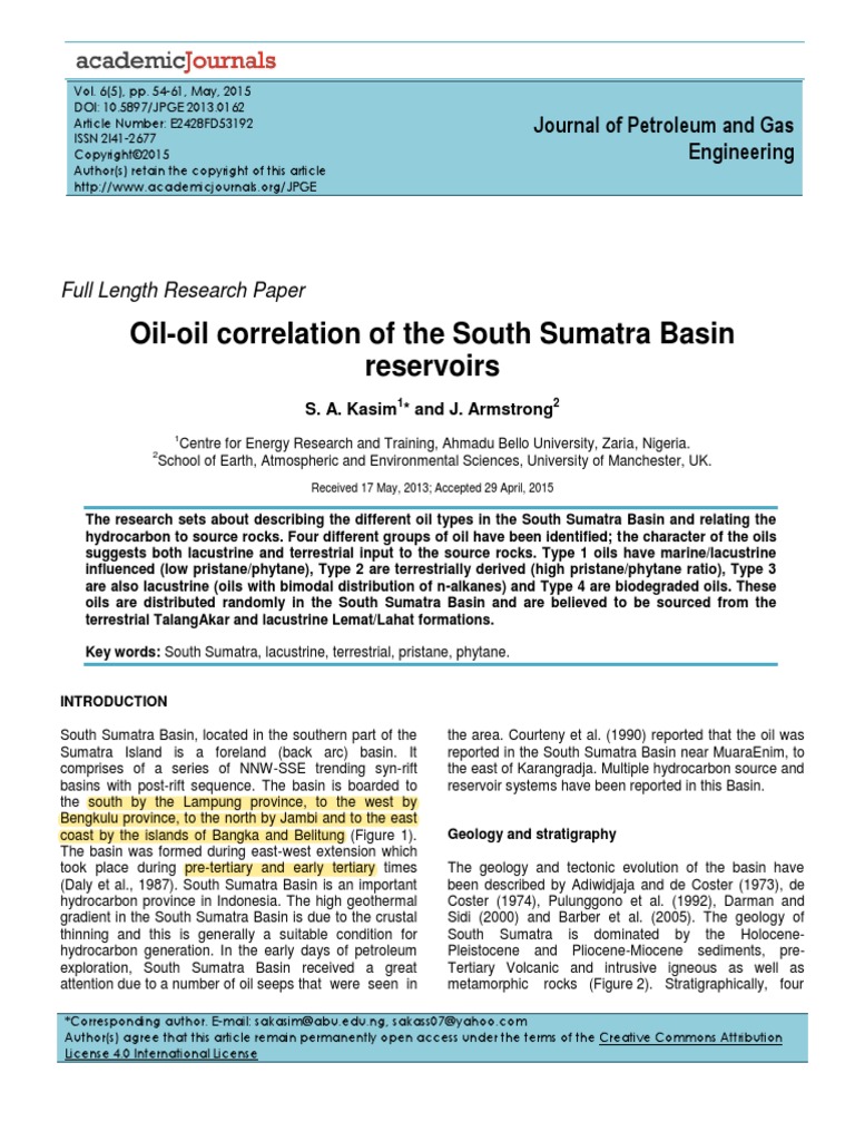 Oil-Oil Correlation South Sumatra | PDF | Petroleum Reservoir | Petroleum