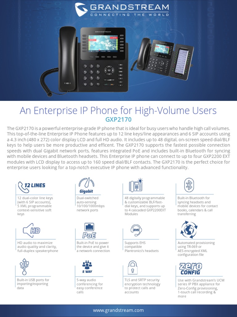 GXP2170 IP Phone Overview | PDF | Session Initiation Protocol | Bluetooth
