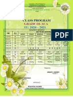 Class Program: Grade Iii-Aca