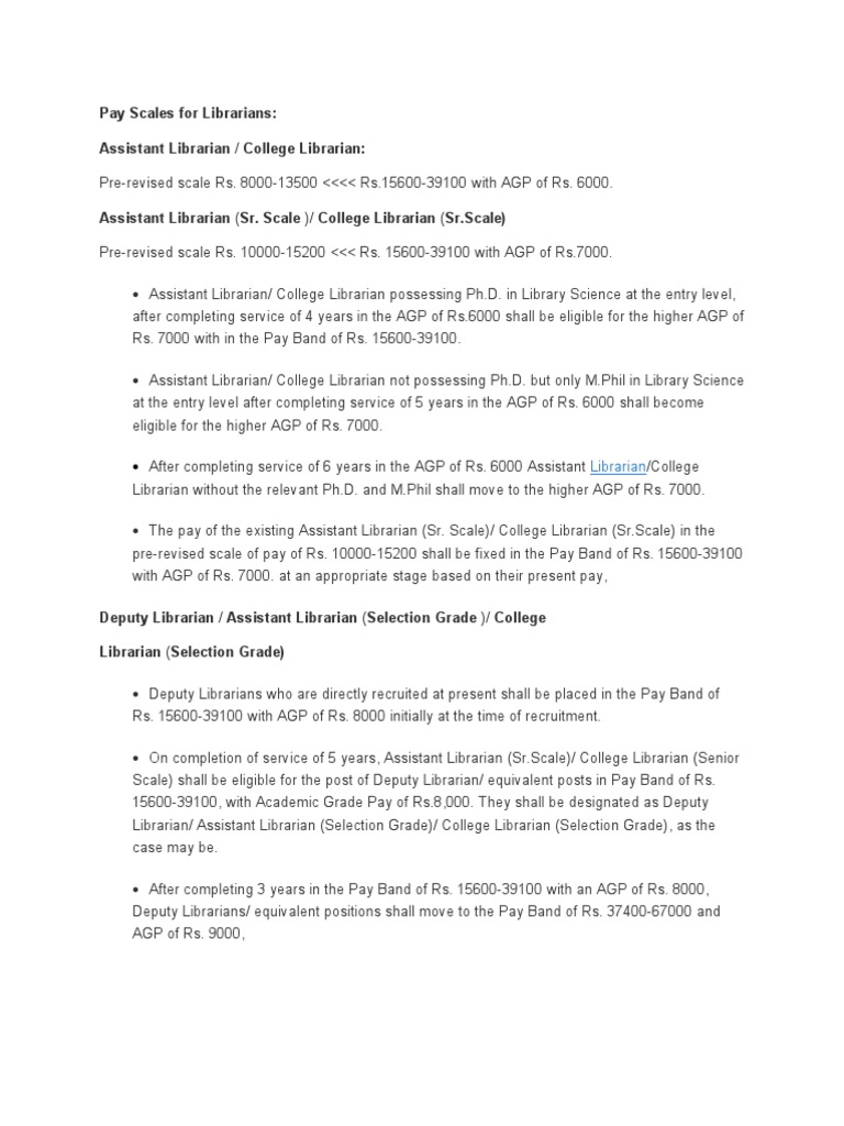 Pay Scales For Librarians PDF Librarian Doctorate