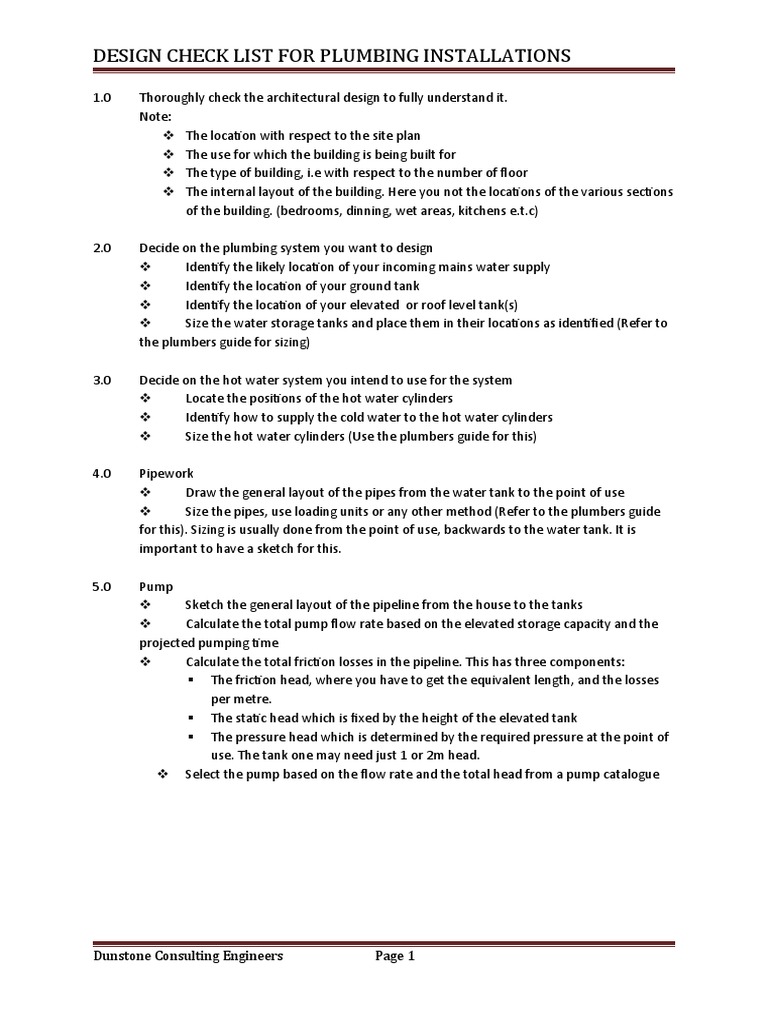 Design Steps For Plumbing PDF